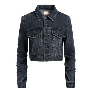 Alice + Olivia Black Cropped Jean Jacket